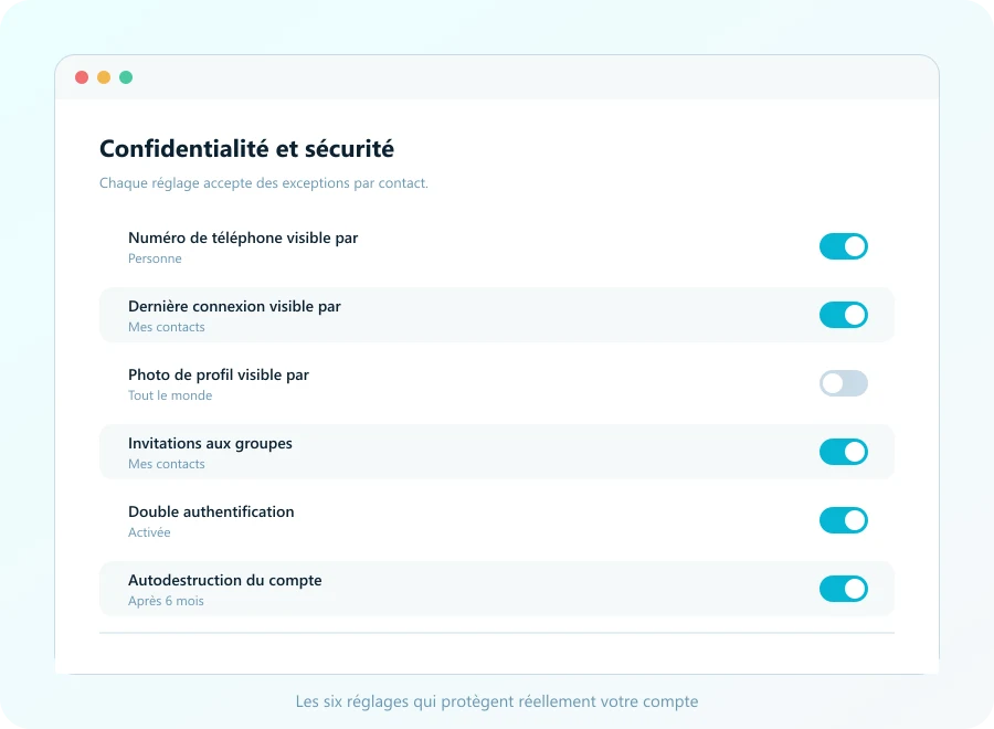 Ajustes de privacidad de Telegram