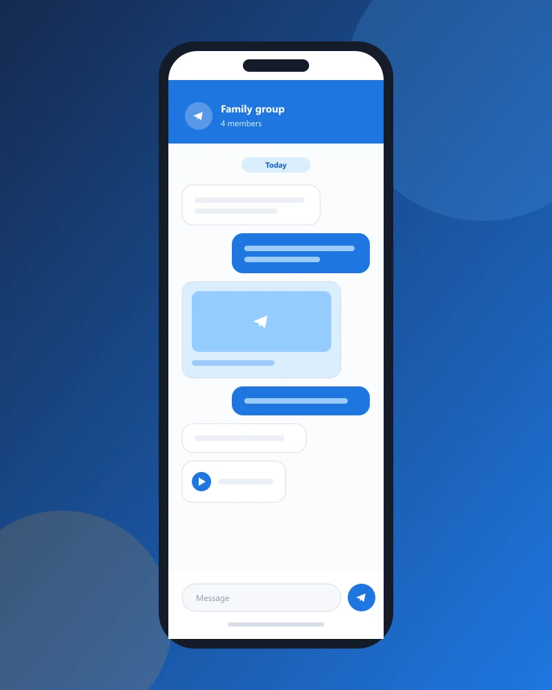 Cliente móvil de Telegram en un teléfono