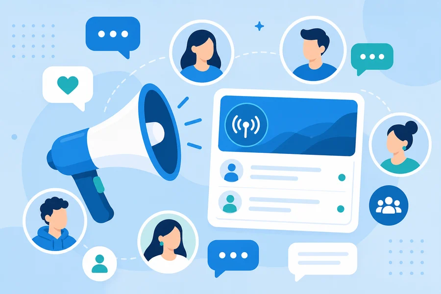 Ilustración de una comunidad digital en Telegram