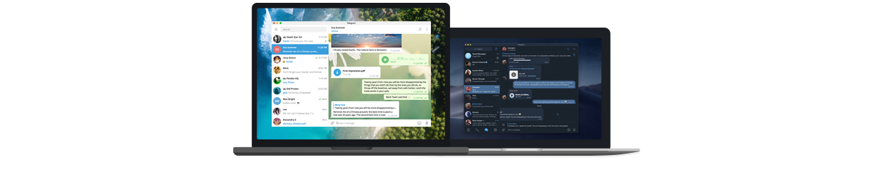 Telegram abierto en dos ordenadores portátiles distintos con la misma cuenta