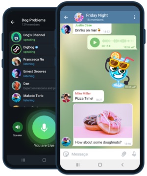 Telegram en un iPhone mostrando la lista de chats y una conversación