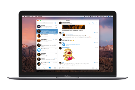 Telegram ejecutándose en un portátil de Apple con macOS