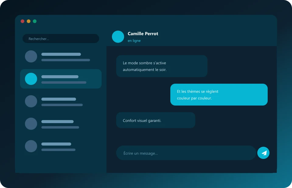 Interfaz de Telegram en tema oscuro